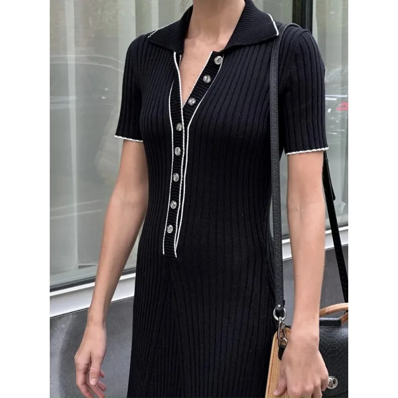 Tiefem V-ausschnitt Maxi Kleider Für Frauen 2023 Herbst Dünne Kurzarm Vestido De Mujer Gestrickte Bodycon Kleid Frau Streetwear