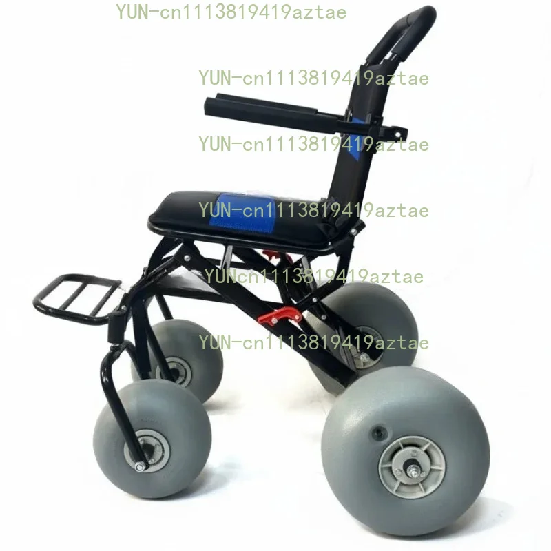 Beach wheelchair  all-terrain breathable seat backrest waterproof safety lightweight recycling foldable mobile