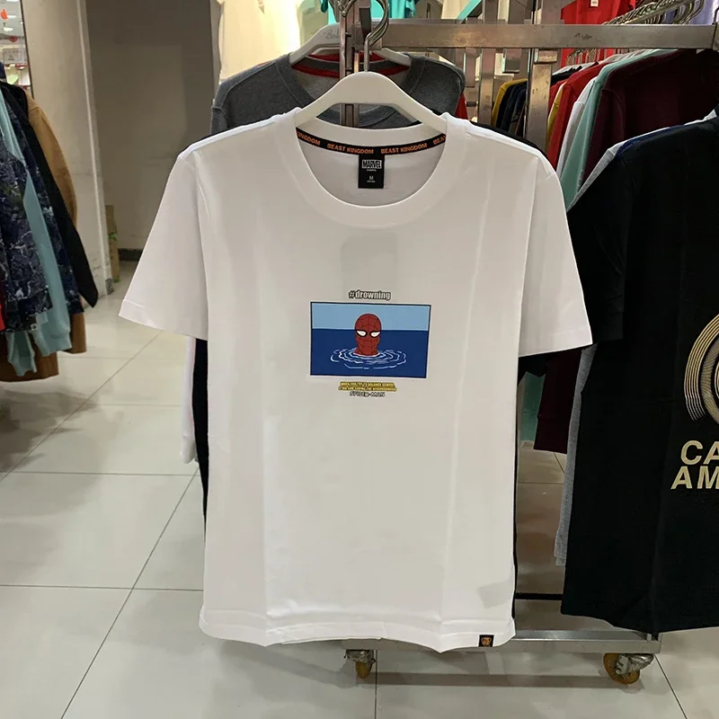 تي شيرت قابل للتنفس من القطن الخالص للرجال والنساء ، أعجوبة ، اتجاه مطبوع للرجل العنكبوت ، بأكمام قصيرة ، موضة ، قصة ضيقة ، رسوم متحركة ، أزواج ، صيف #1