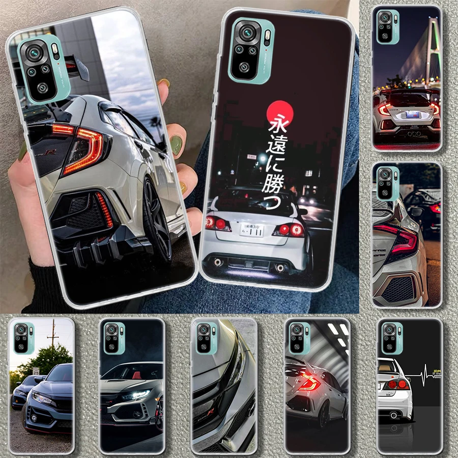 JDM Type R Civic Sport Car Phone Case Cover for Xiaomi Redmi Note 13 12S 12 11 11S 11T 11E 10 Pro 10S 9 9S 9T 8 8T 7 Plus Print 