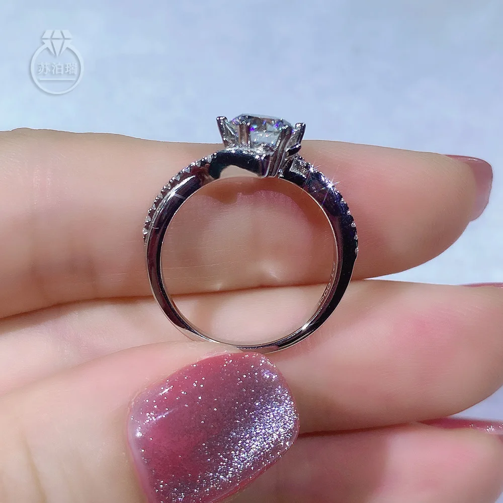 Sparkling Moissanite Ring For Women Color D VVS1 3EX Cut Blue Green Pink Red Yellow Snowflake Diamond Rings S925 Sterling Silver