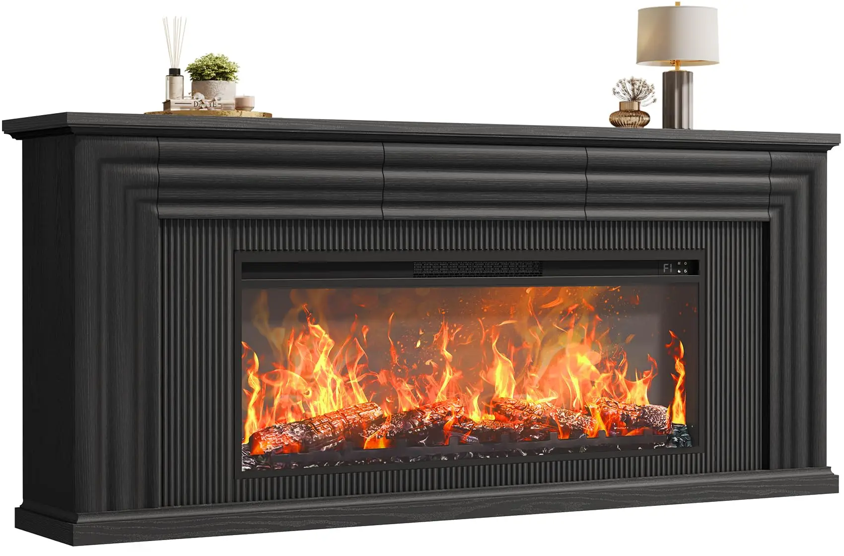 70'' Fireplace TV Stand with 42'' Electric Fireplace, Farmhouse TV Stand for 65 75 Inch TV, Entertainment Center TV