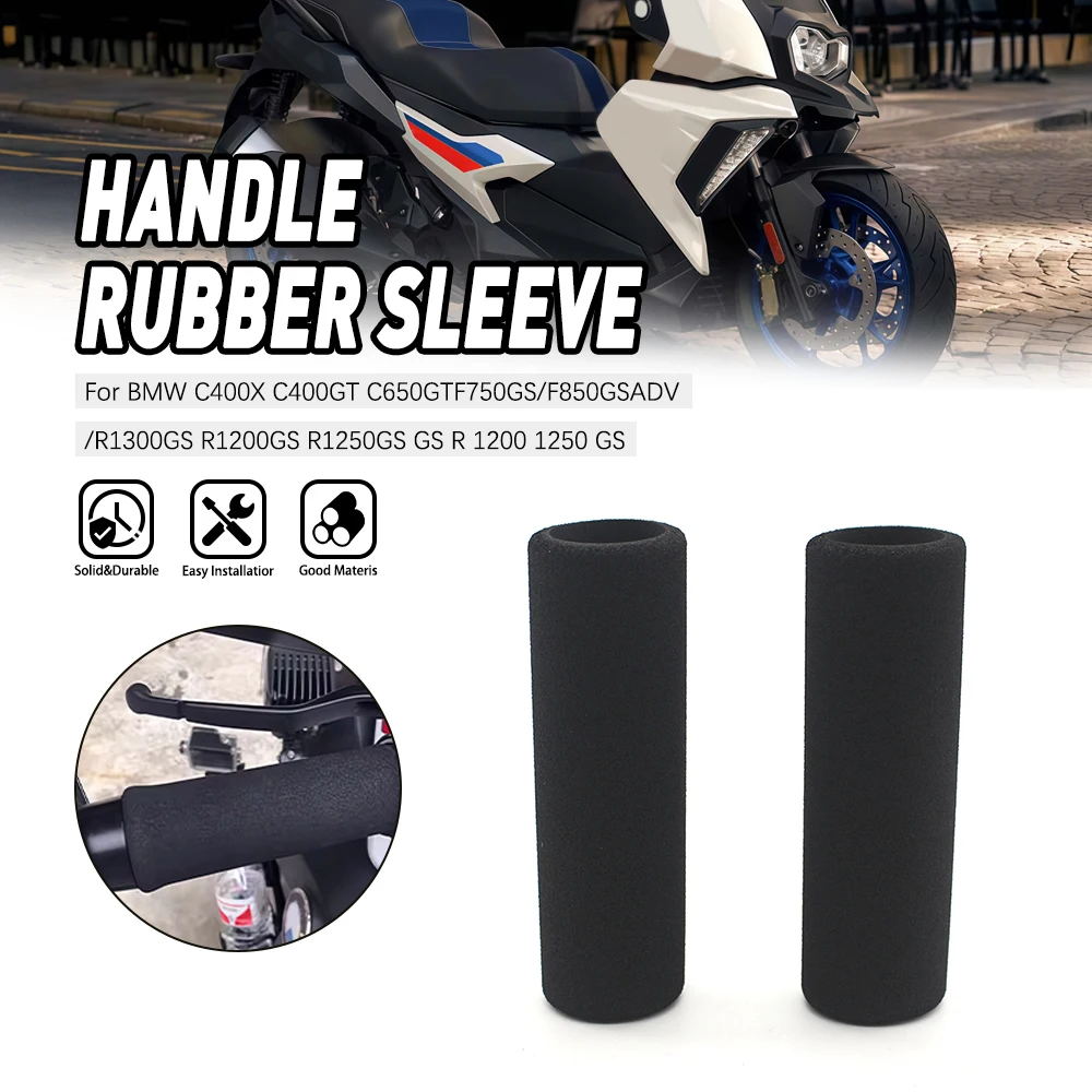 

2PCS Motor Handlebar Grips Foam Covers Black Slip-on Anti Slip Vibration Comfort Hand Grips Gloves Covers Motorcycle Accessories