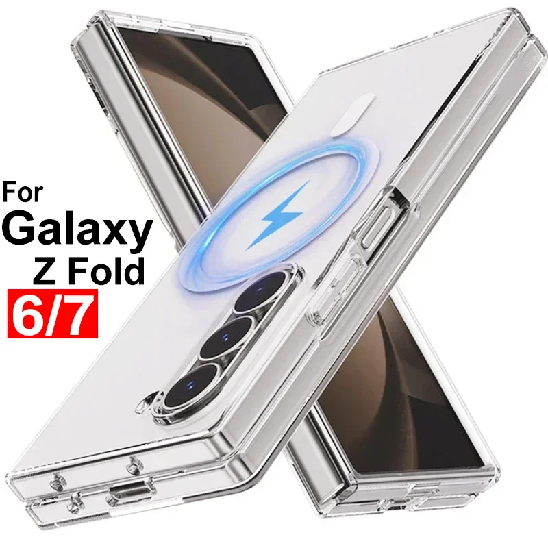 Für Magsafe Telefon Fall für Samsung Galaxy Z Fold 7 6 Klare Stoßfest Abdeckung Magnetische Drahtlose Lade Shell für Z Fold7 Fold6