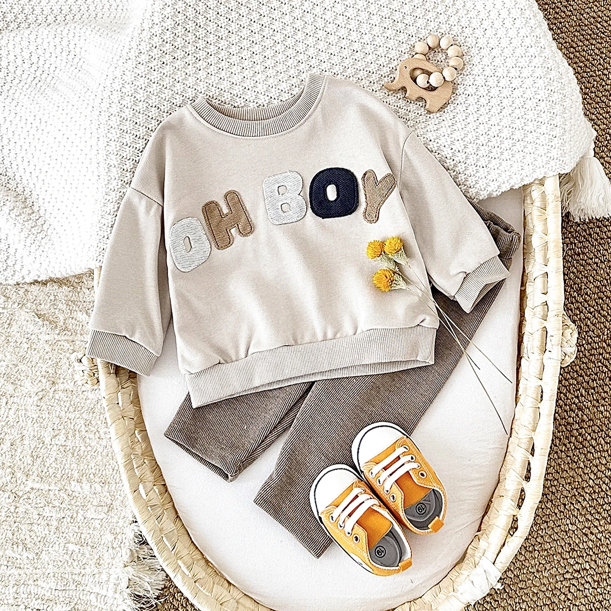 Newborn Baby Girl Clothes Fall Infant Baby Set Letter Pattern Long Sleeves Pullover Top+Pants Cotton Leisure Sport Spring 2PCS