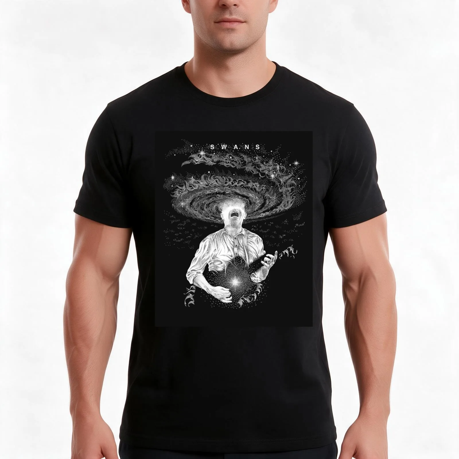 Swans Band T-Shirt, Summer Casual Cotton Tee, Oversized Streetwear Tops, Vintage Graphic Print, Loose Fit Short Sleeve