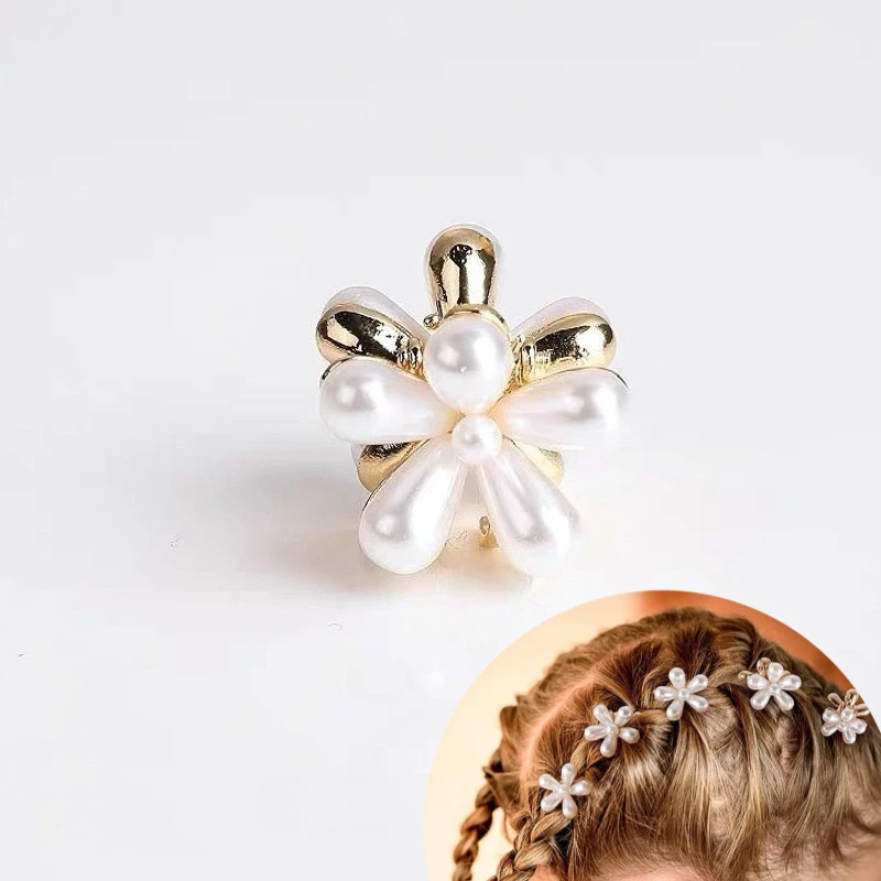 

Set of 6 Retro Pearl Flower Small Claw Hair Clips Hair Braiding Fringe Holders Sweet Girly Barrettes Daily Headwear Gift