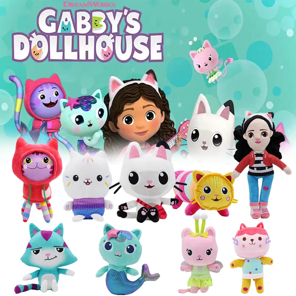 

Gabby Dollhouse Plush Toys Kawaii Mercat Cute Stuffed Animals Mermaid Cat Doll House Plushie Dolls Kids Birthday Christmas Gifts