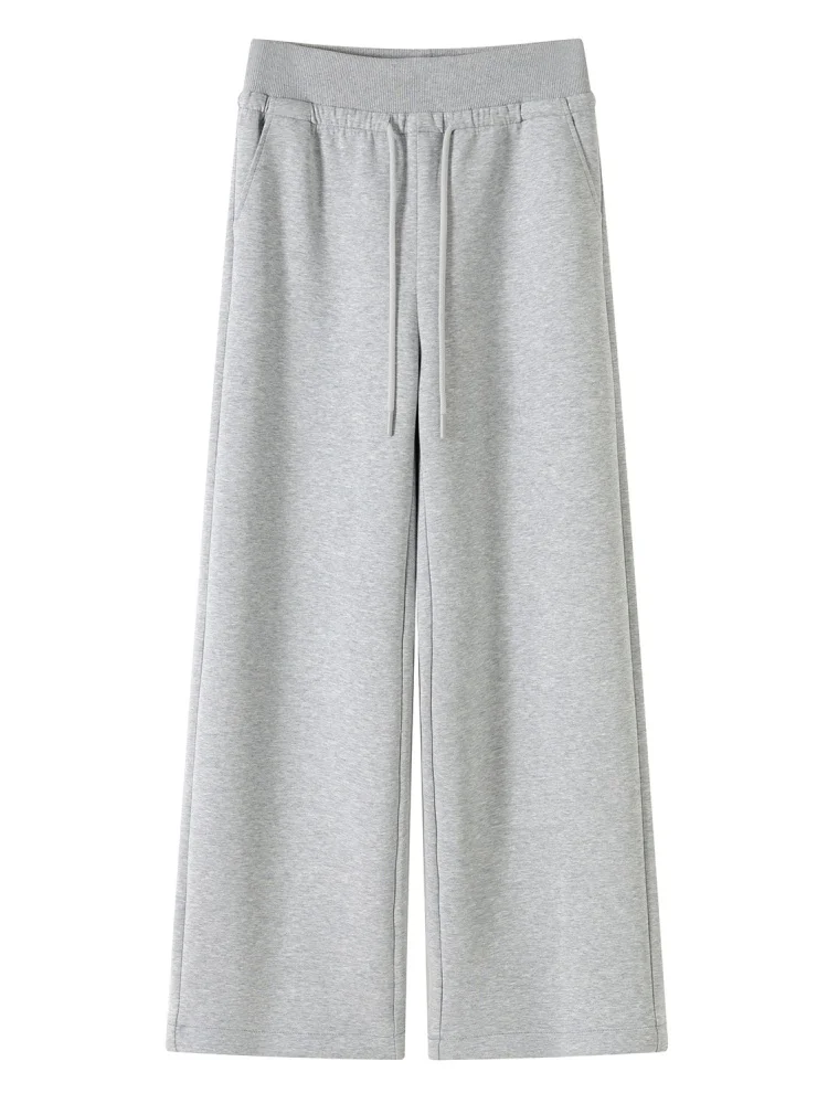 American Sle-pantalones deportivos de cintura alta para mujer, pantalón de chándal holgado, informal, de pierna ancha, hasta el suelo, para primavera y otoño