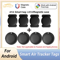 Localizador GPS Mini de 1-4 Piezas, Alarma Antipérdida para Android, Etiqueta Inteligente para Llaves y Cartera con Succión Magnética Fuerte y Carcasa de Silicona