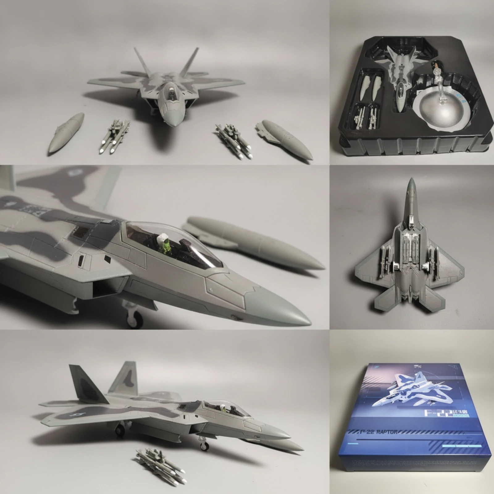 F-22 Predator Model 1:100 Scale Stealth Fighter Model Fighter Jet with Landing Gear Collectible Die-Cast Airplane Alloy