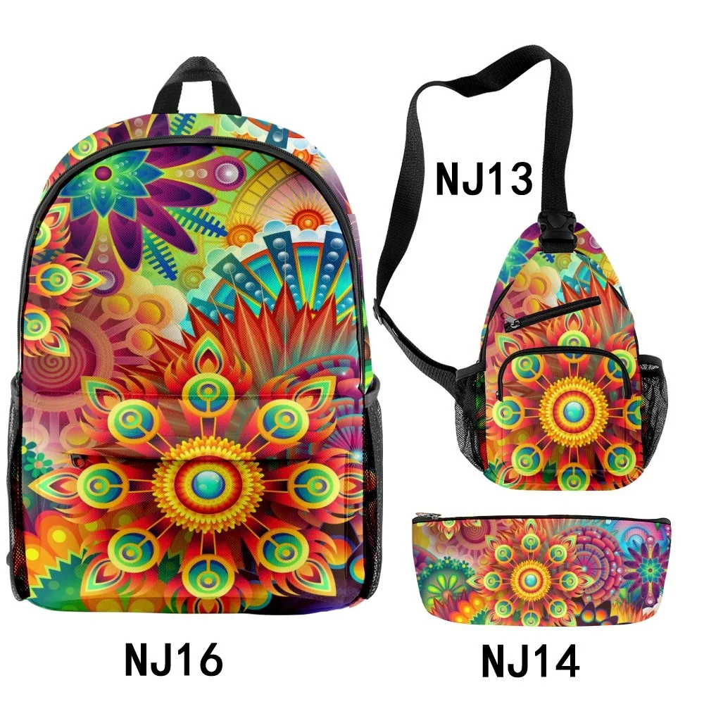 

Classic Popular Funny Abstract patterns 3D Print 3pcs/Set pupil School Bags Travel Laptop Backpack Chest Bag Pencil Case