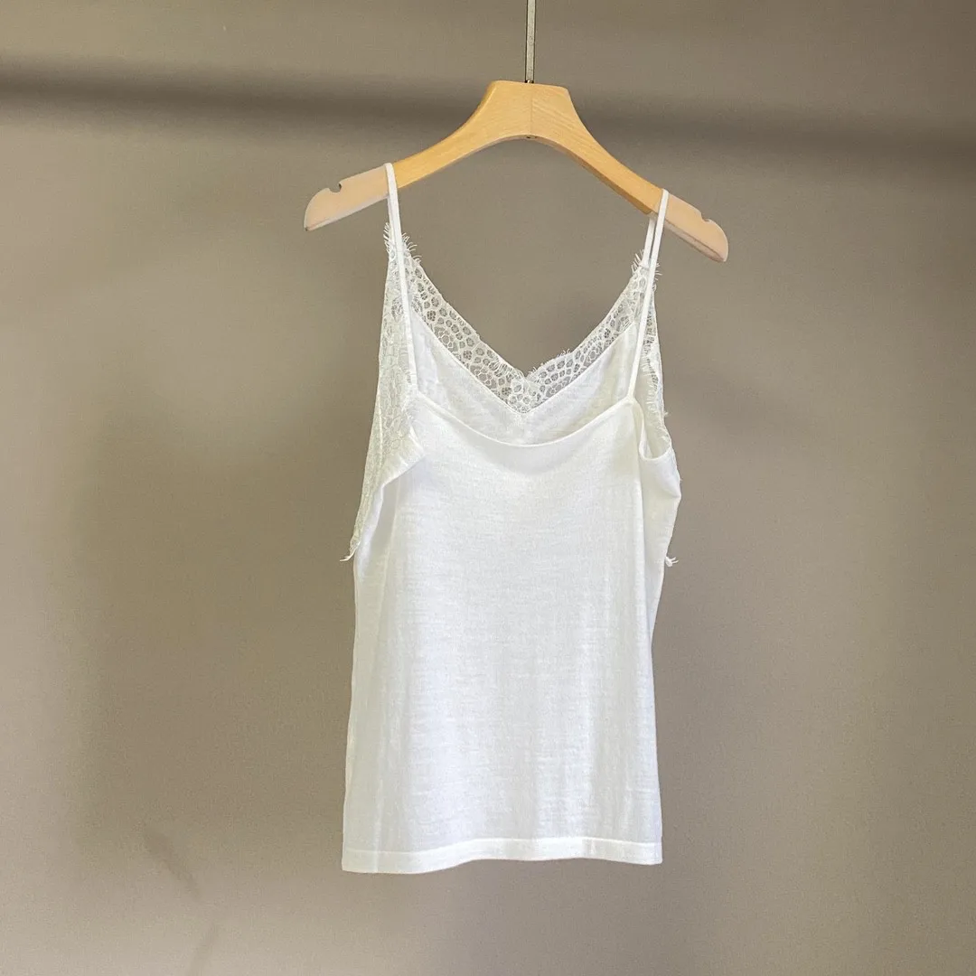 

25 Spring/Summer New Wool Lace Fashion All-match Knitted Camisole Top