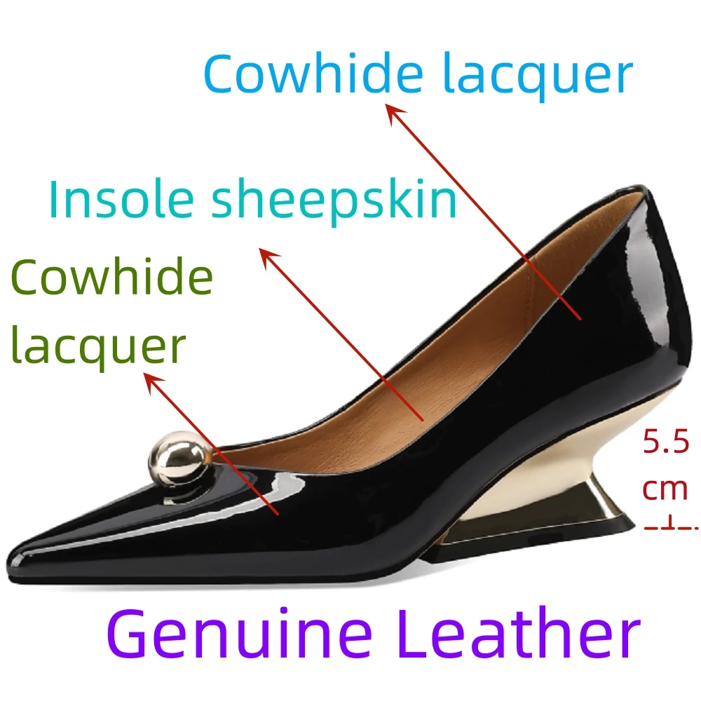 【JOCHEBED HU】Spring/Autumn Pointed Toe Women Pumps Chunky Heels Genuine Leather Loafers Shoes for Women Ladies Shoes