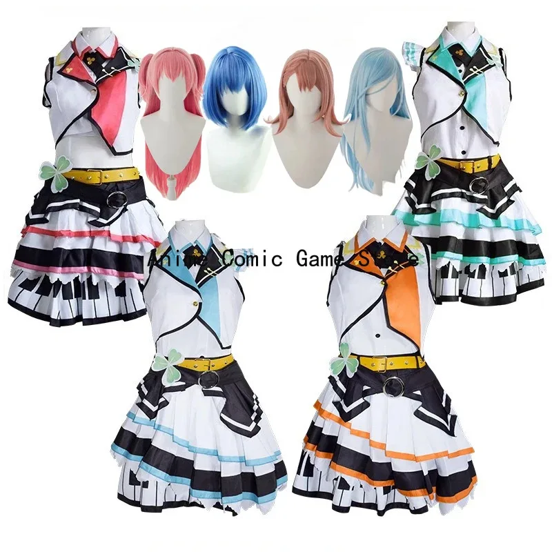 

In Stock Hanasato Minori Kiritani Haruka Hinomori Shizuku Momoi Airi Cosplay Dress Costume Wig PJSK MMP Halloween Party Outfits