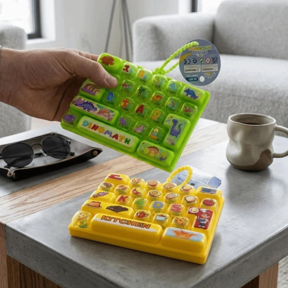 Cartoon 26 Keys Fidget Keyboard Clear Key Sounds Clickable Keys Mechanical Keyboard Keychain Plastic Food Animal