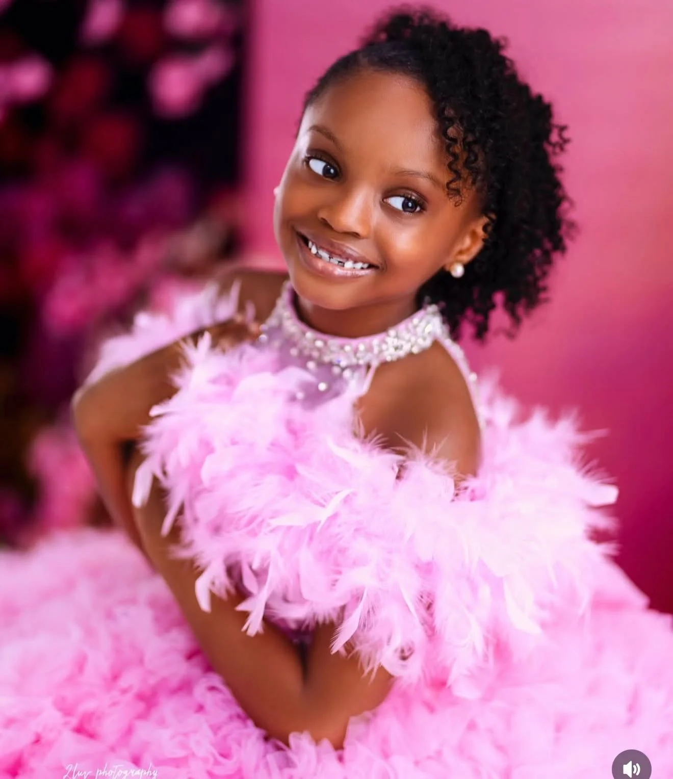 Luxury Pink Feather Girl's Birthday Dress Fluffy Long Train Princess Dress For Girls Wedding Flower Girl Dress Photoshoot