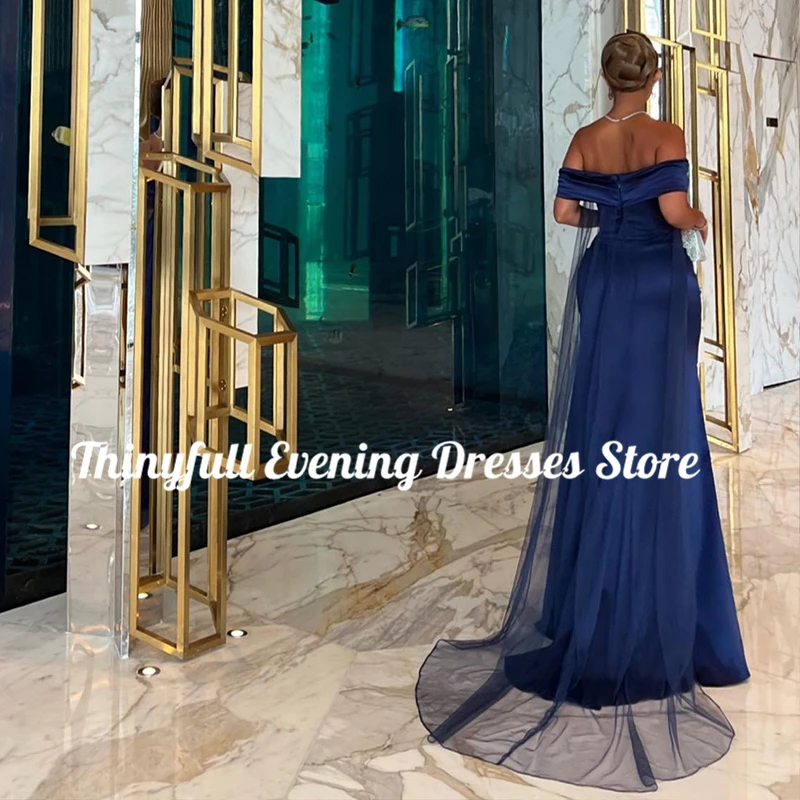 Thinyfull Formal 2023 Mermaid Prom Dresses Off The Shoulder Satin Evening Dress Saudi Arabia Cocktail Party Gowns Custom Size