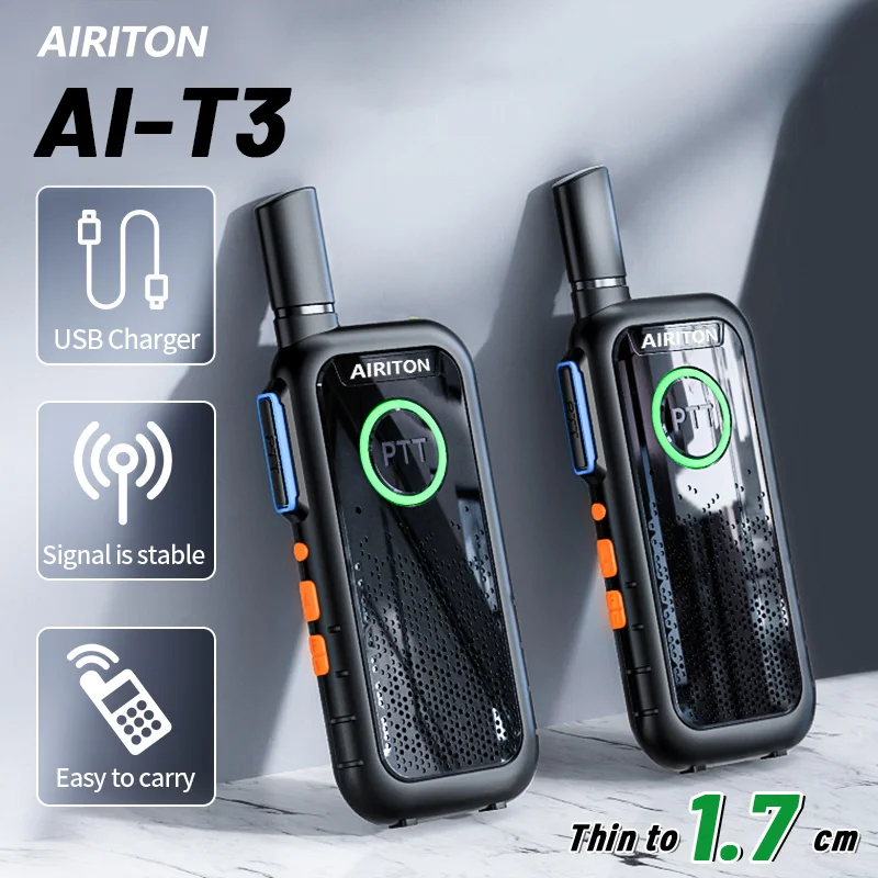 

1/2 шт. мини-рация AIRITON AI-T3, тонкая до 1,7 см, UHF HD Sound, профессиональная двусторонняя радиосвязь дальнего действия