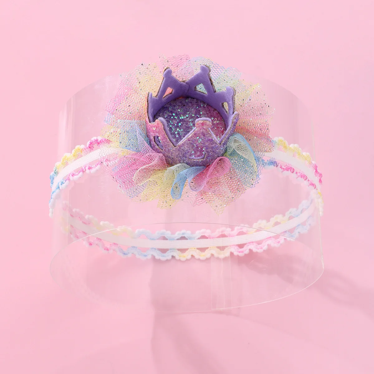 

10pcs Gradient Rainbow Color Tutu 3D Tiaras Headbands Glitter Crown Floral Lace Soft Hairbands Boutique Newborn Headwear