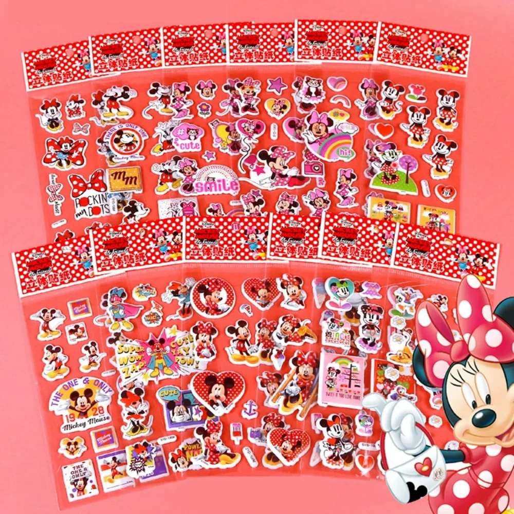 

12pcs 3D Puffy Bulk Stickers Cartoon Movie Anime Cute Frozen Sofia Mickey Minnie Princess Sticker Pack Kids Girl Toy Stiker Gift