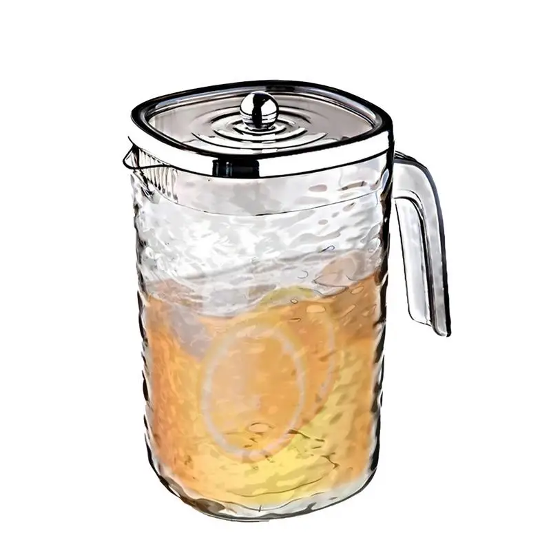 Pitcher With Lid Water- Jug Transparent Glass Cold Water Kettle And Cups Water Pot With Handle Large Capacity Household Jug