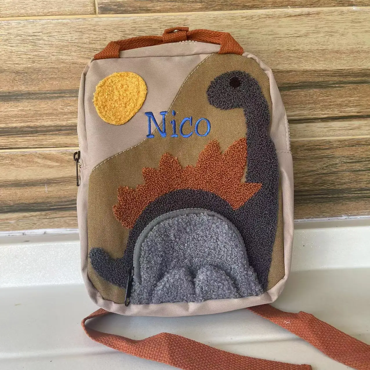 

Custom Name Cartoon Dinosaur Schoolbag Children's Day Gift Backpack Personalized Kids Birthday Party Gift Dinosaur Snack Bags