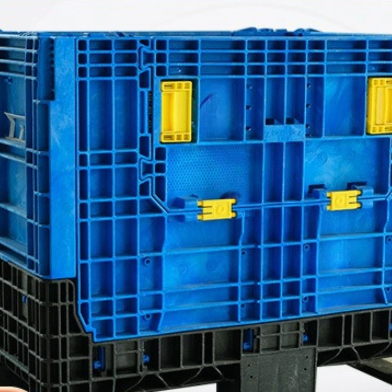 Forklift plastic folding pallet box, large folding turnover box can be stacked thickened logistics pallet box