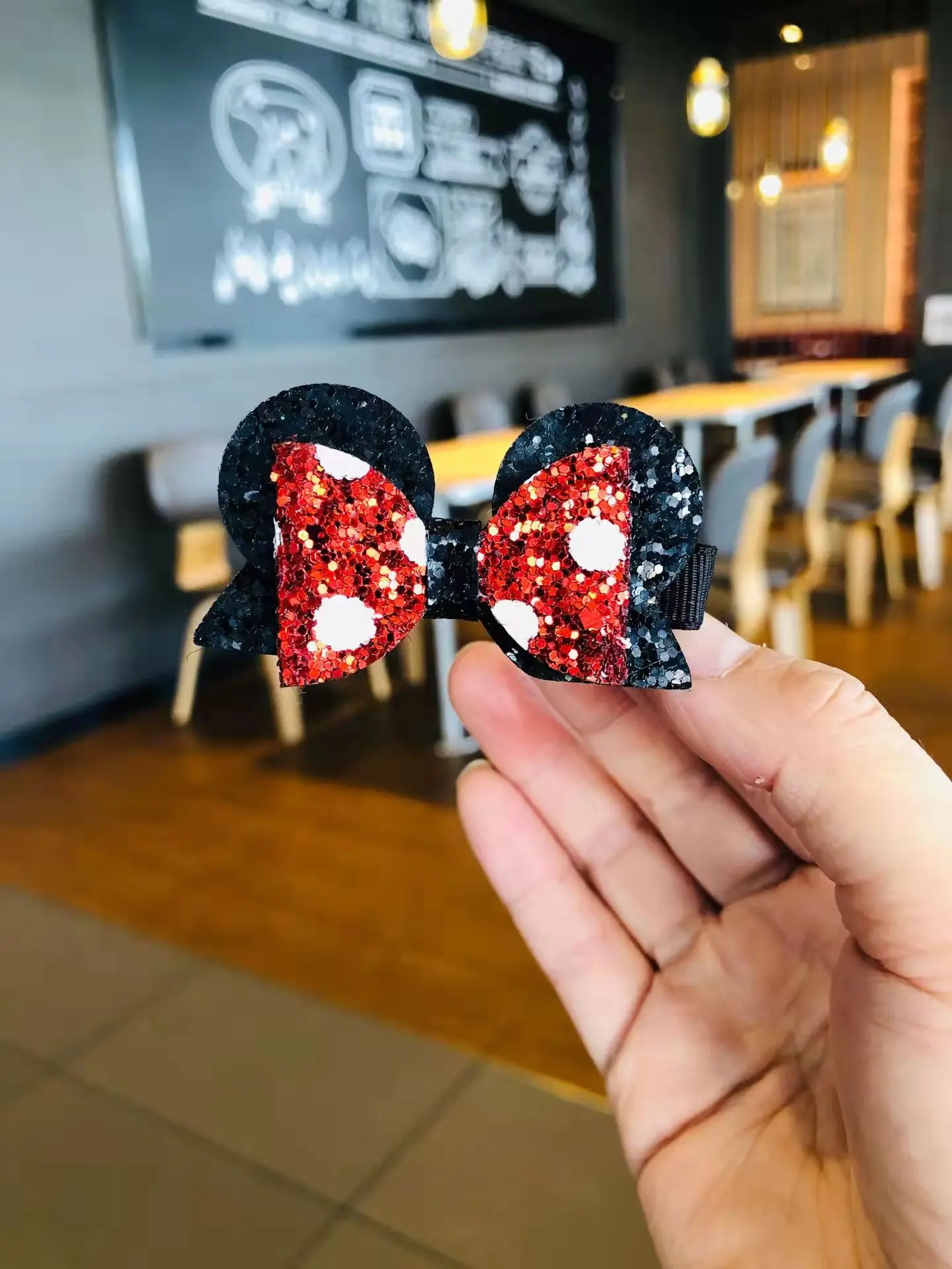 Picture 4: Thumblina Mini Red Cat Ears Princess Hairgrips Glitter Hair Bows with Clip Dance Party Hair Clip Girls Hairpin Hair Accessories