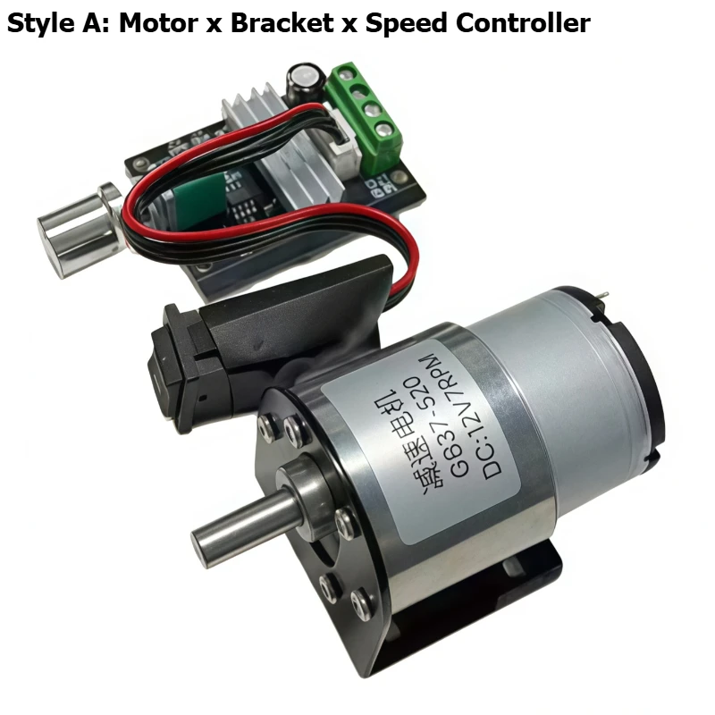 37GB-520 Brushed DC Speed Reduction Motor 37mm Low-Noise Motor with Power Supply and Speed Controller
