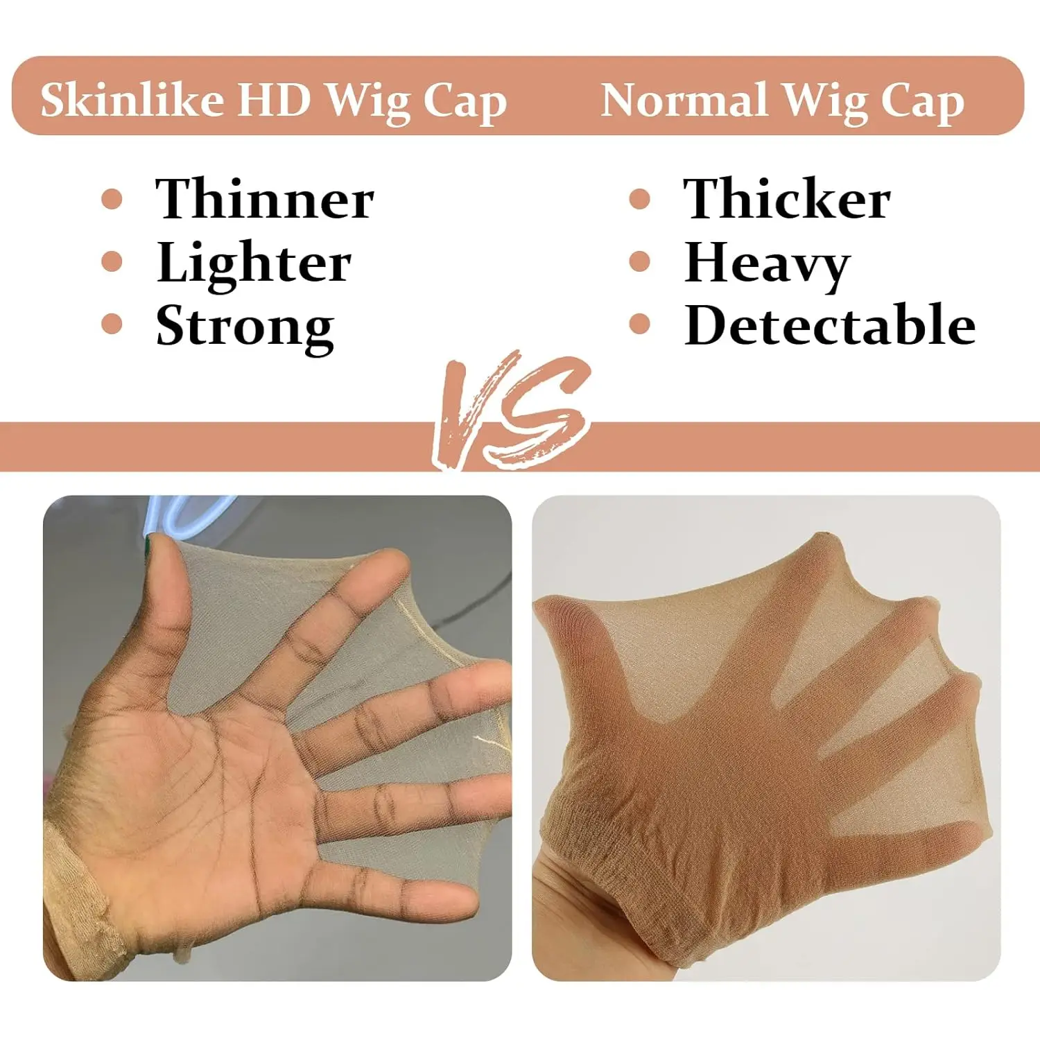 Topi Wig tipis HD 24 buah, topi Wig HD lembut ringan, topi Wig elastis, aman, rambut Anda untuk wanita