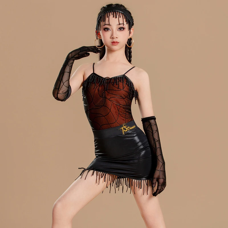 Summer Ballroom Dance Costumes Girls Latin Dance Fringed Dresses Children Latin Dance Professional Clothes Stage Wear SL13407
