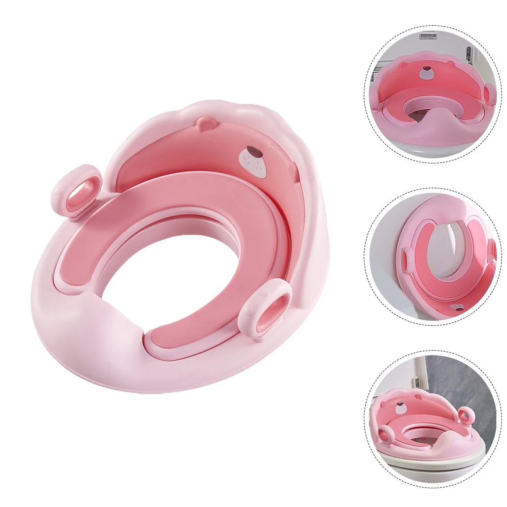 Kindertoilette, süßes Löwen-Design, Kirschblüten-Rosa, weiche TPE-Polsterung, rutschfeste Basis, tragbarer Töpfchentrainingssitz für