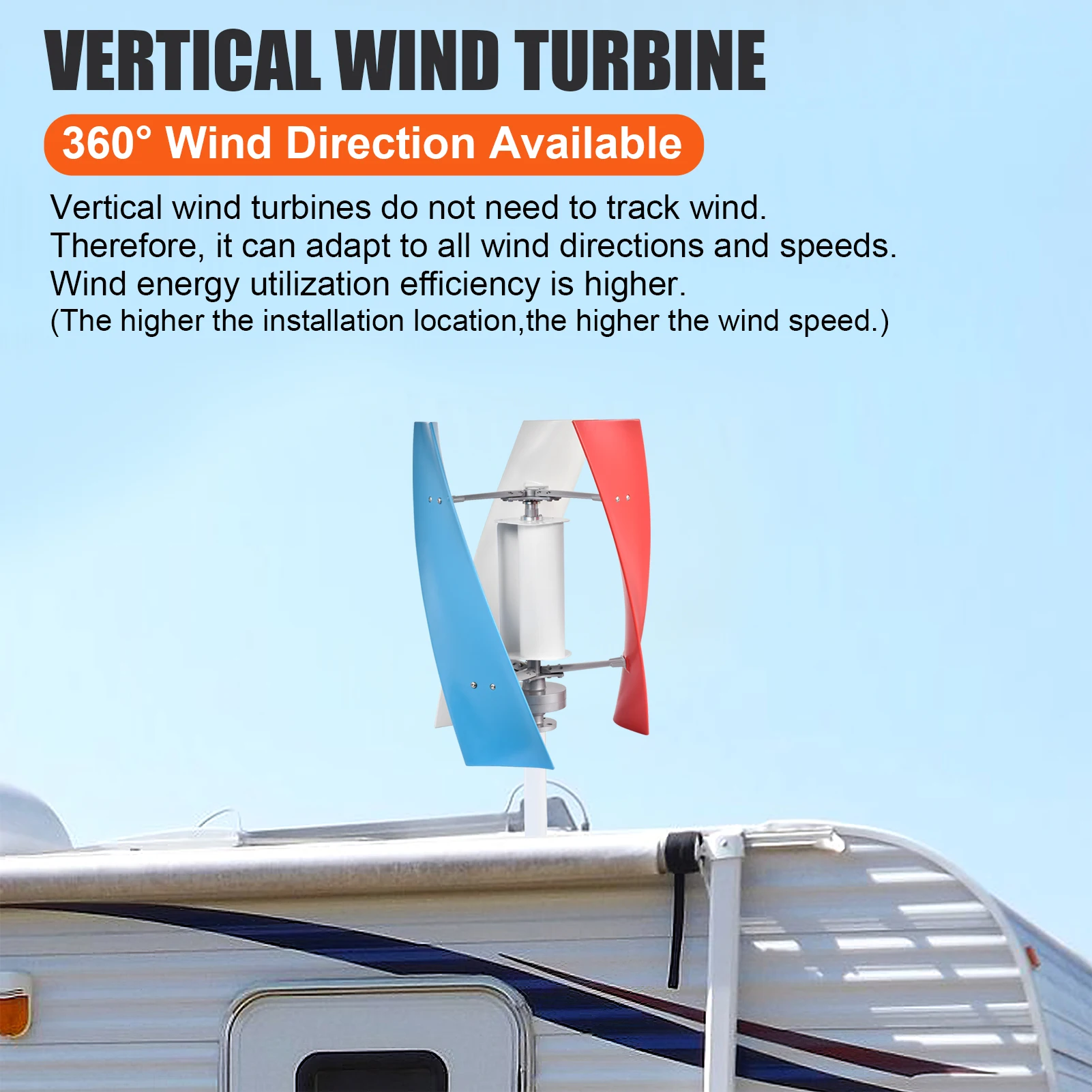 3000W 24V Vertical Wind Turbine | 3000W 24V Wind Powered Generator | Quiet Windmill Generator Kit for Boats, Terraces, Cabins, Home Street Lighting