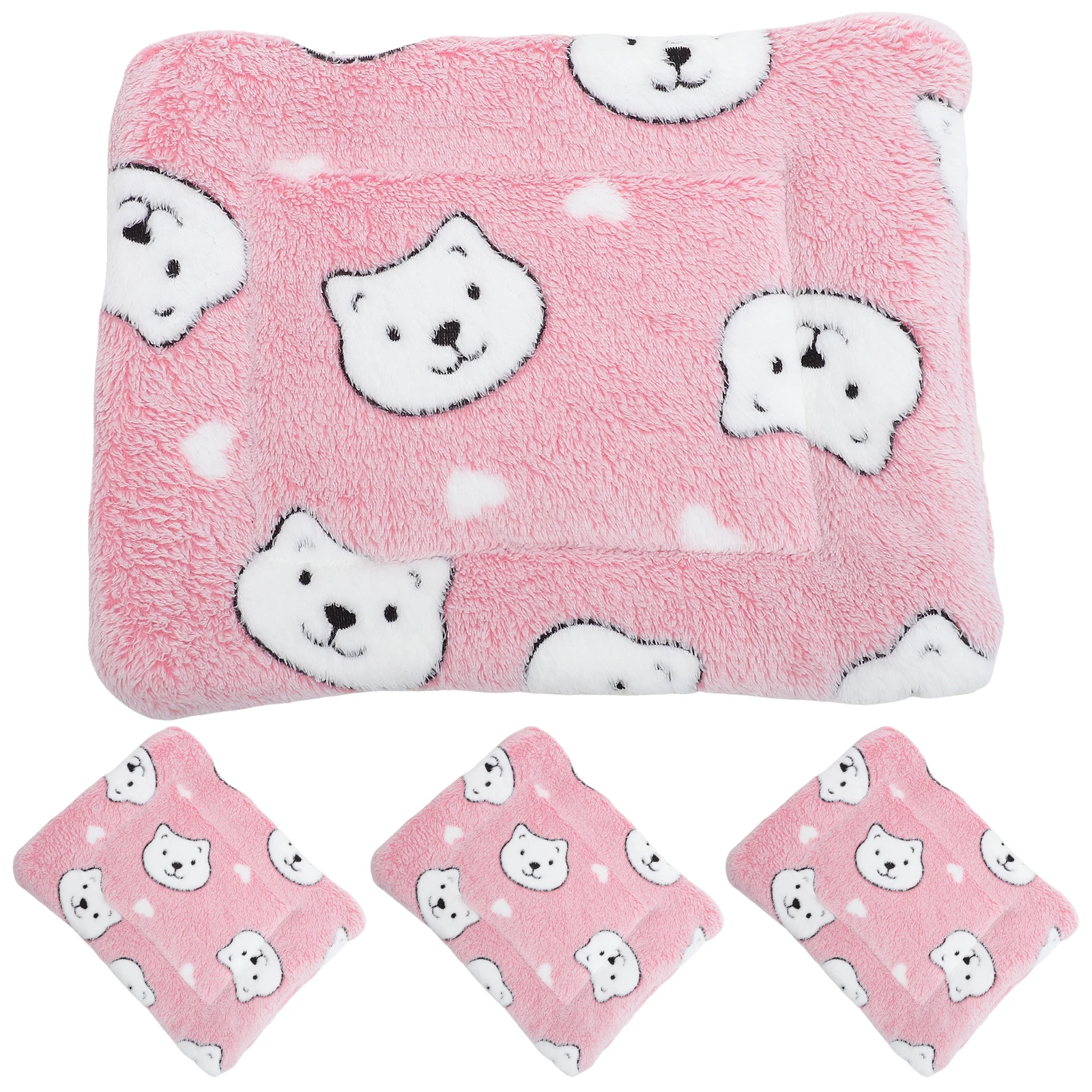 

4 Pcs Blankets Pet Small Animal Fleece Sleep Mat Bedding Hamster Sleeping Cage Mats Pads
