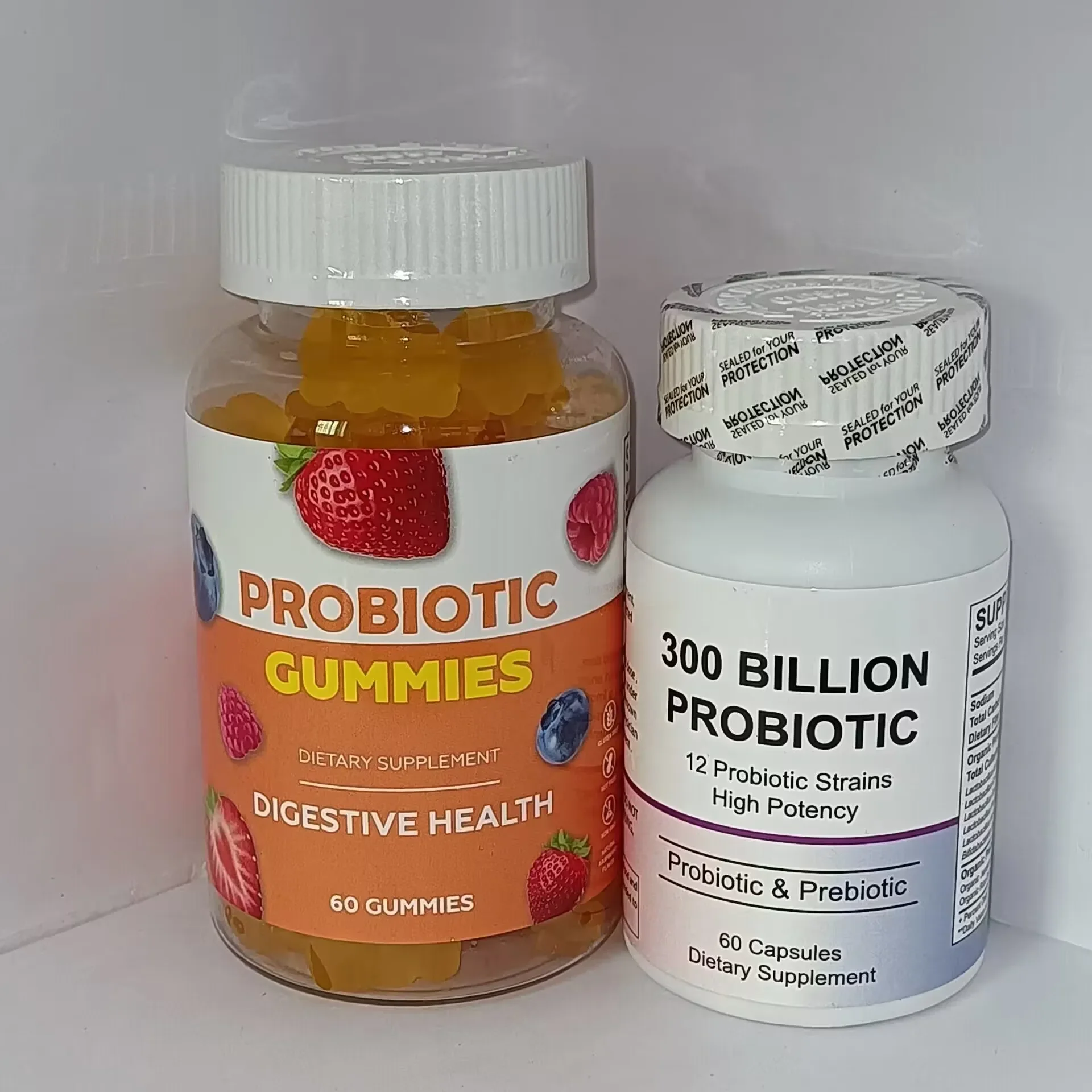 

2 bottles of probiotic gummies+probiotic capsules promote intestinal digestion healthy microbiota nutrition and health food