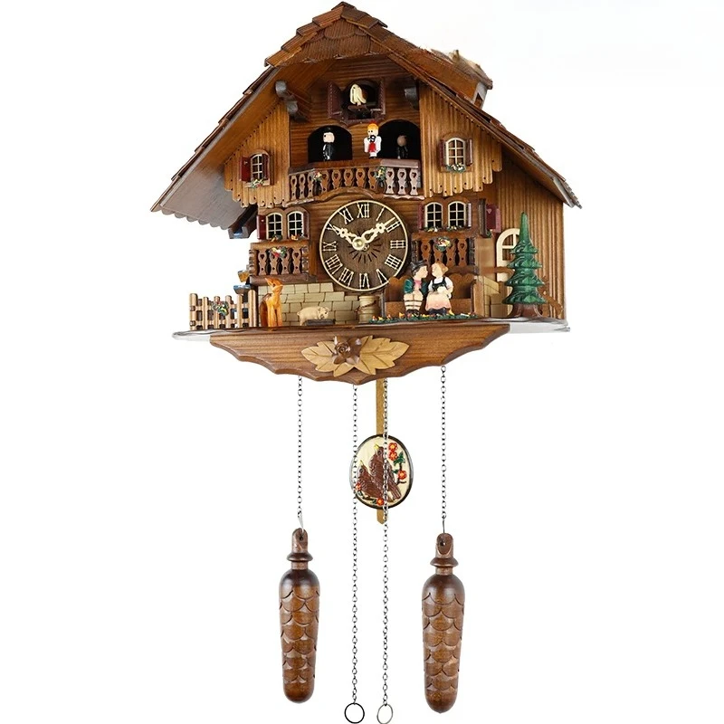 Cuckoo clock quartz cuckoo clock wooden wall clock light-controlled music wall clock