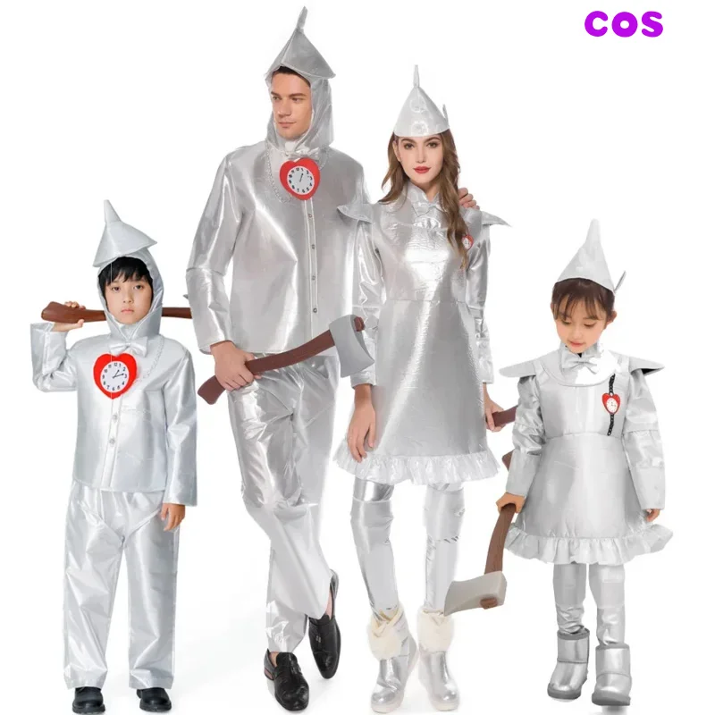 Z Tin Man Costume For Men Kid Adult Role Play Halloween Carnival Tinman Cosplay Outfit Costume Clown Circus Party Fancy Dress Up