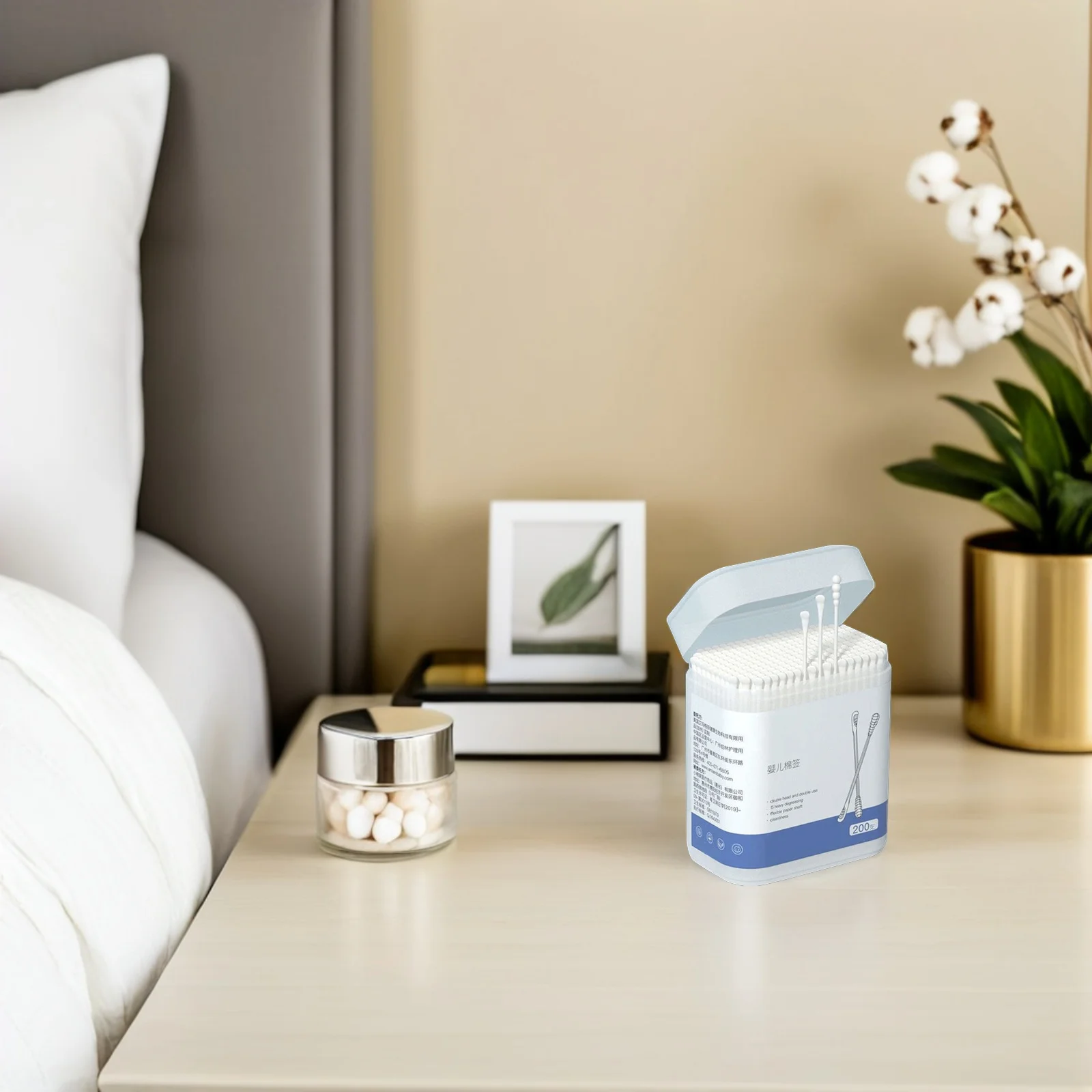 مسحات قطنية للأطفال 1 صندوق أعواد قطنية ناعمة غير مهيجة ذات طرف مزدوج لتنظيف شمع الأذن رعاية حديثي الولادة مكياج نظافة الرضع