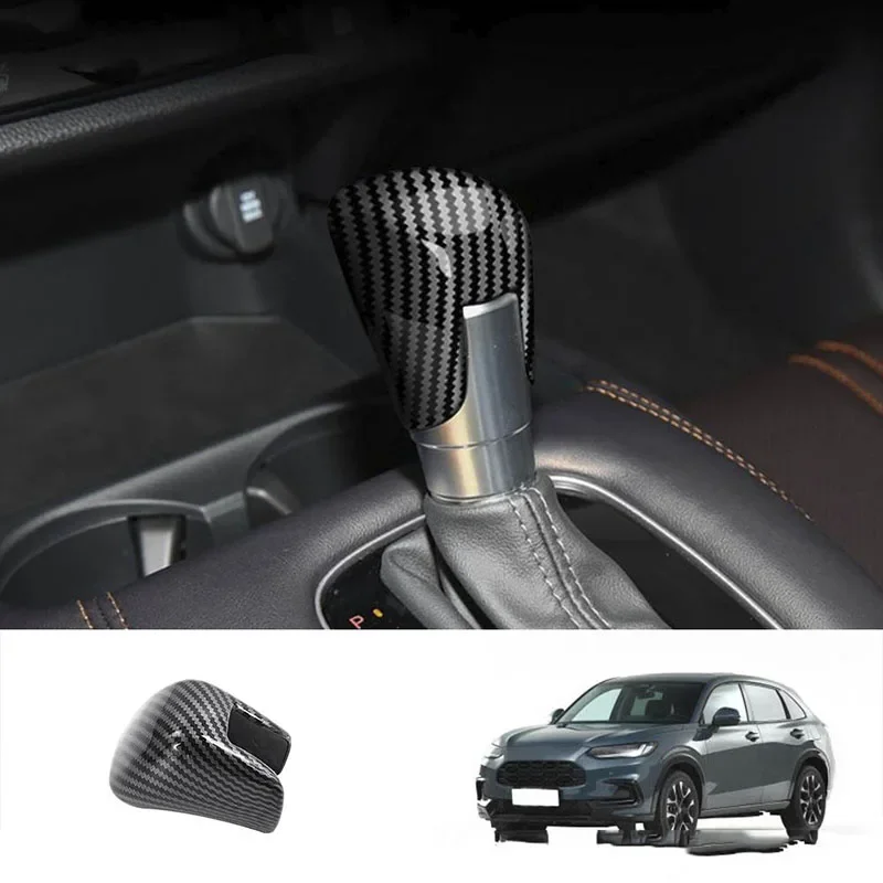 ABS Carbon Fibre Gear Shift Knob Head Frame Cover Trims Car Interior Decorative Accessories For Honda HR-V HRV EX-L Sport 2023