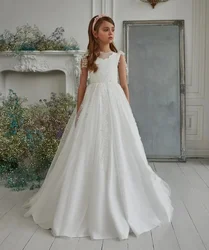 Puffy Dresses For Girls High Collar Bow Communion Dress Flower Girl Dresses Flower Girl Dresses Wedding Kids Ball Gown