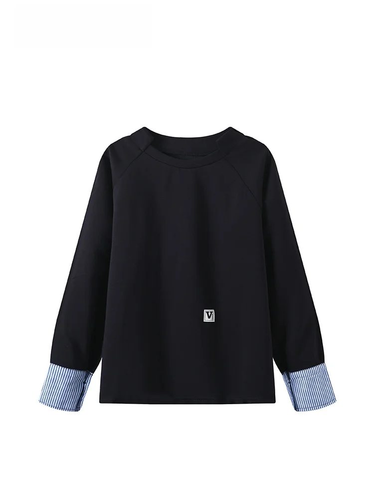 

CaraCLUB plus Size Long Sve Sweatirt Women's Early Spring New Sle Patchwork Loose Design Sense Top for Plump Sister