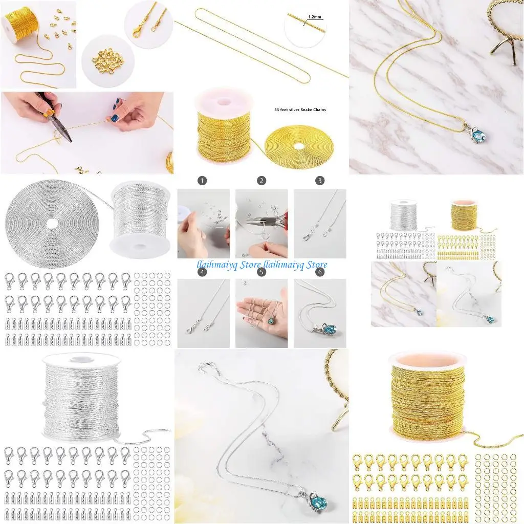 

573B 33Ft Necklace Chains 1.2mm Jewelry Making Chains for DIY Jewelry Making Bracelet