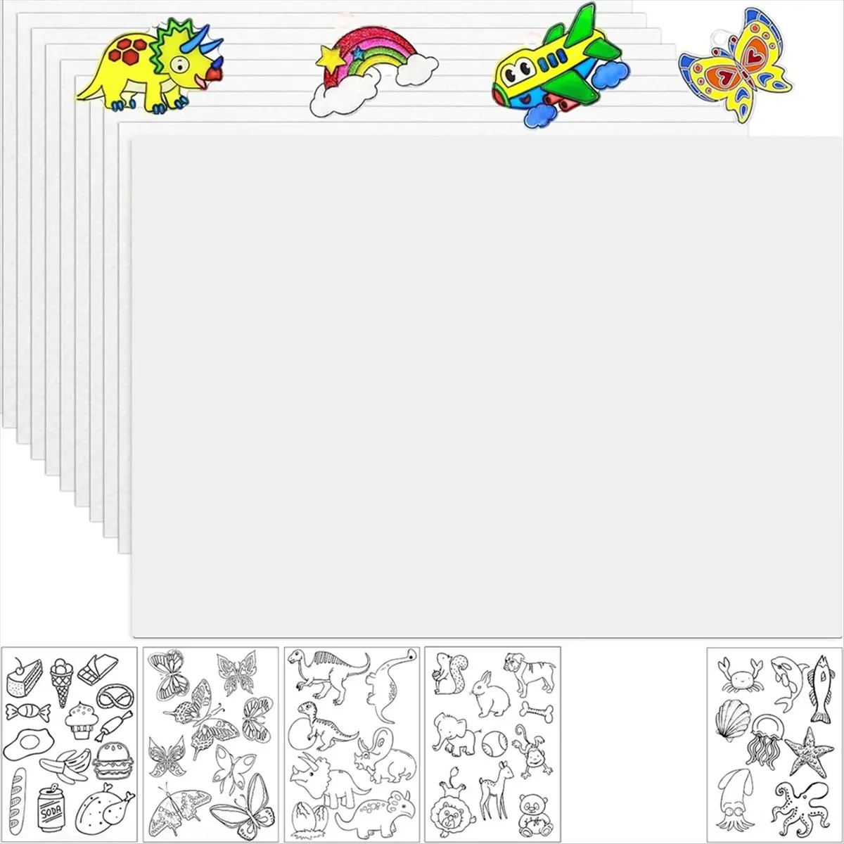 A24I 36 Pieces Sheets Kit, 30 Paper and 6 Paper Sheets with Pictures for Crafts DIY