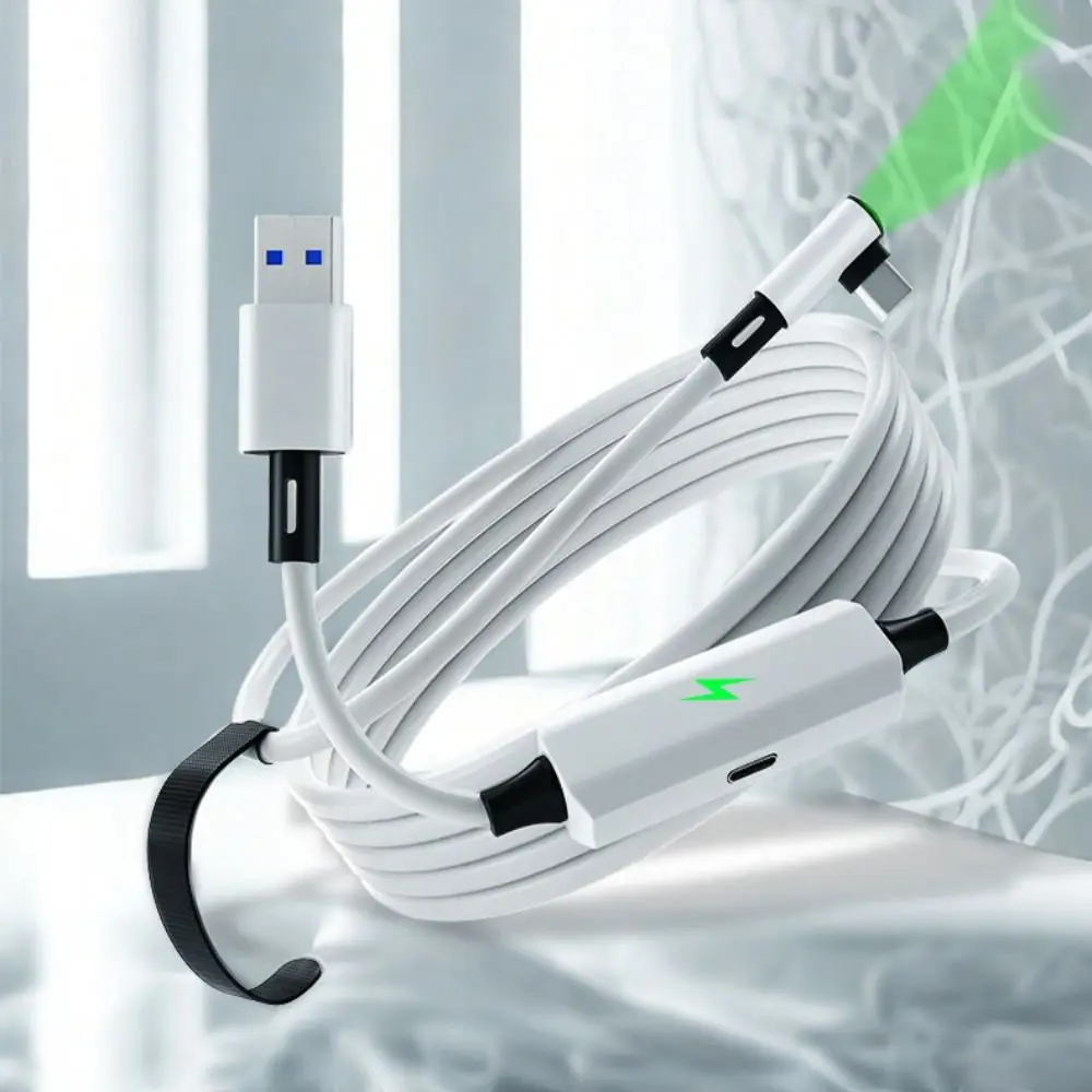 كابل USB3.2 Gen1 5M VR Link من النوع a إلى C 5Gbps كابل نقل البيانات ثابت لـ Meta Quest 3/3S/Pico 4 Ultra