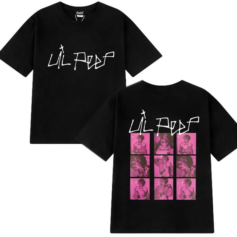 

Lil Peep 90s Hip Hop Double Sided Printed T shirt Unisex vintage Casual streetwear Men Women 100% Cotton short sleeve T-shirts