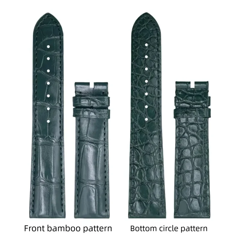 Custom Double Sided Crocodile Skin Watchband Flat Interface Strap 16MM 18MM 20MM 22MM Soft Round Patterned Crocodile Skin Lining