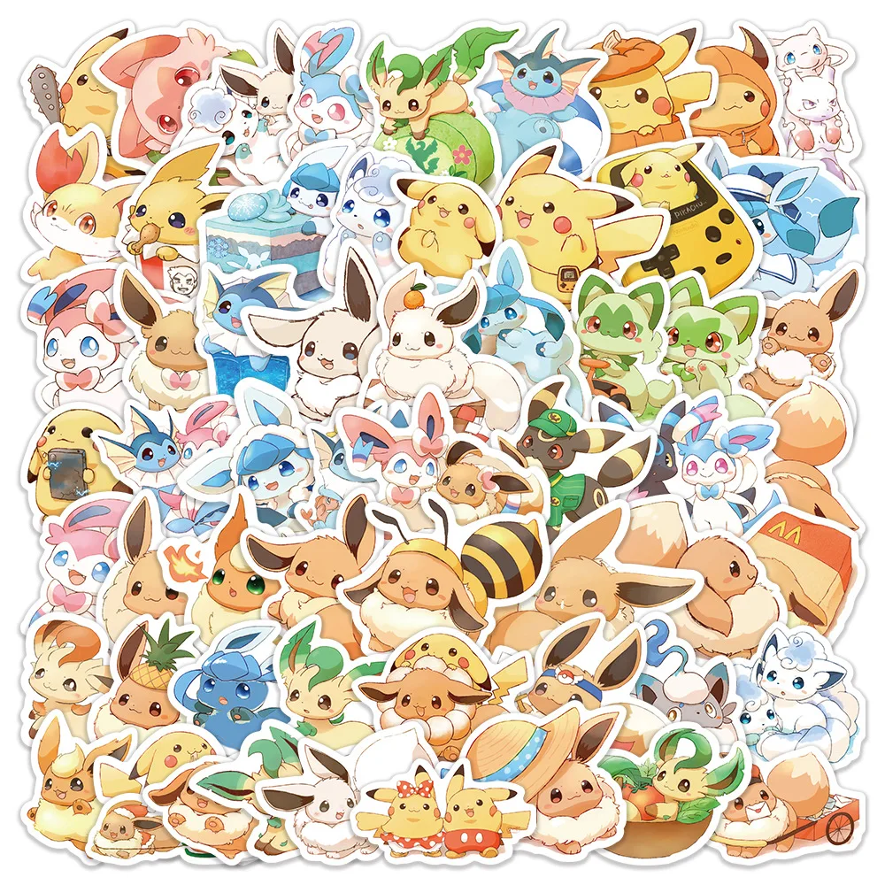 10/30/60PCS Pokemon Cartoon Stickers Leuke Pikaqiu Eevee Graffiti Kinderen Speelgoed Koelkast Bagage Laptop Telefoon Gitaar auto Fiets Decals