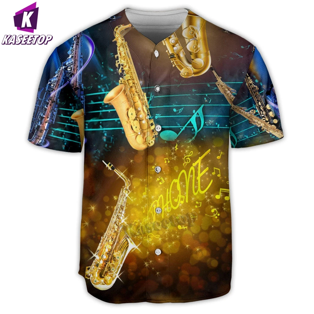 Saxophone Music All Night Men 3D Print Baseball Jersey Shirt Adult Summer Tee Shirt Men's Hip Hop Tops Tee Oversized Streetwear