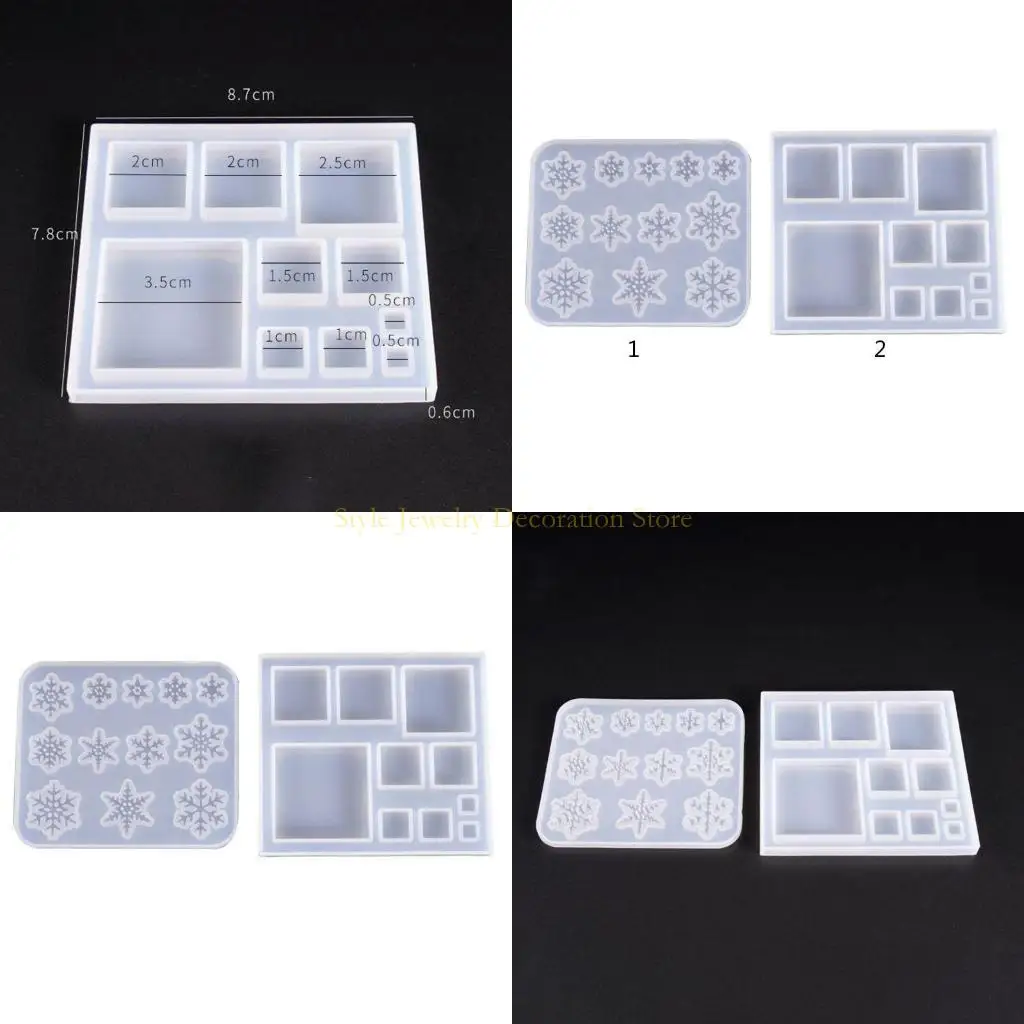 

D46E Square/Snowflake Charms изготовление форм Diy Рождественские ремесленные заклинания силиконовая форма